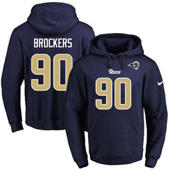 Rams #90 Michael Brockers Navy Blue Name & Number Pullover NFL Hoodie 