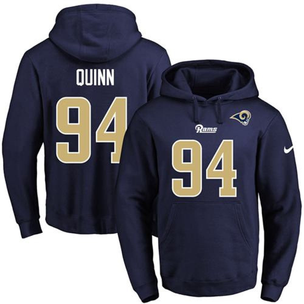 Rams #94 Robert Quinn Navy Blue Name & Number Pullover NFL Hoodie 