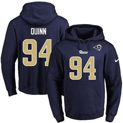 Rams #94 Robert Quinn Navy Blue Name & Number Pullover NFL Hoodie 