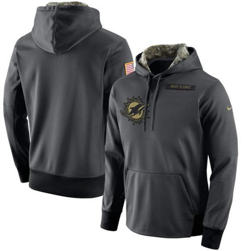 Men's Miami Dolphins Anthracite Salute to Service Player Performance Hoodie 