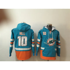 Men's Miami Dolphins #10 Tyreek Hill Aqua Lace-Up Pullover Hoodie 