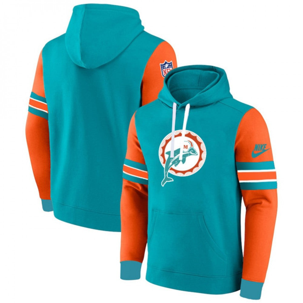 Men's Miami Dolphins Aqua/Orange Pullover Hoodie 