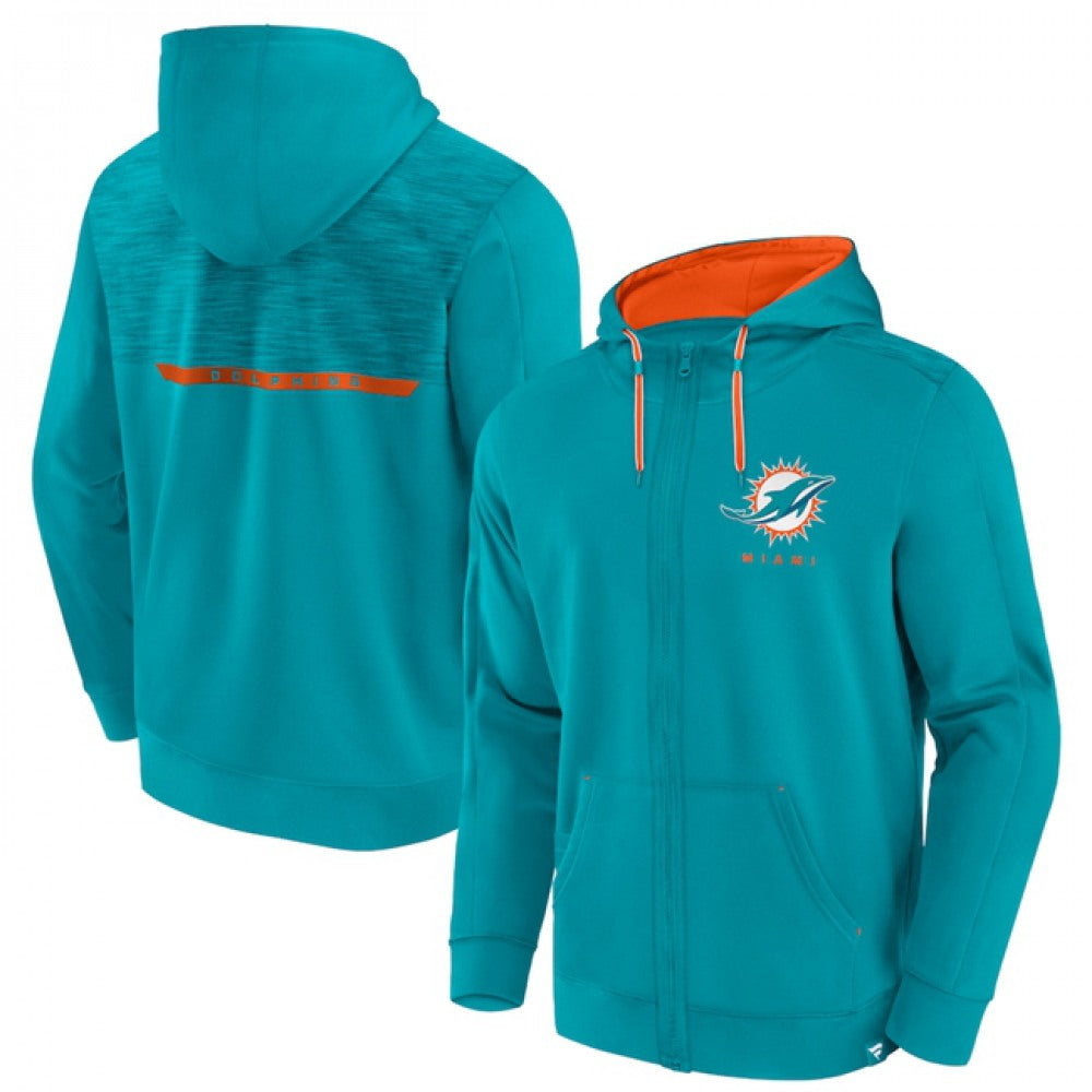 Men's Miami Dolphins Aqua Defender Evo Full-Zip Hoodie 