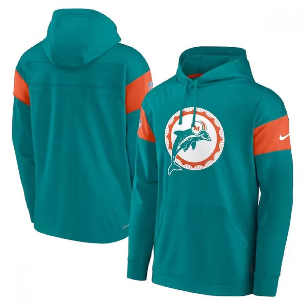 Men's Miami Dolphins Aqua Performance Pullover Hoodie 