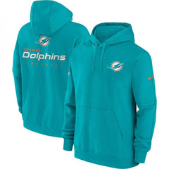 Men's Miami Dolphins Aqua Sideline Club Fleece Pullover Hoodie 