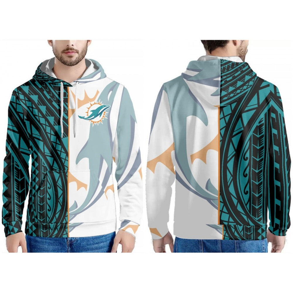 Men's Miami Dolphins Aqua/Black/White Pullover Hoodie 