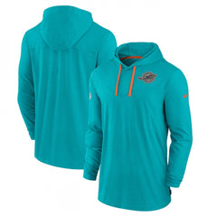 Men's Miami Dolphins Aqua Sideline Pop Performance Pullover Long Sleeve Hoodie T-Shirt 