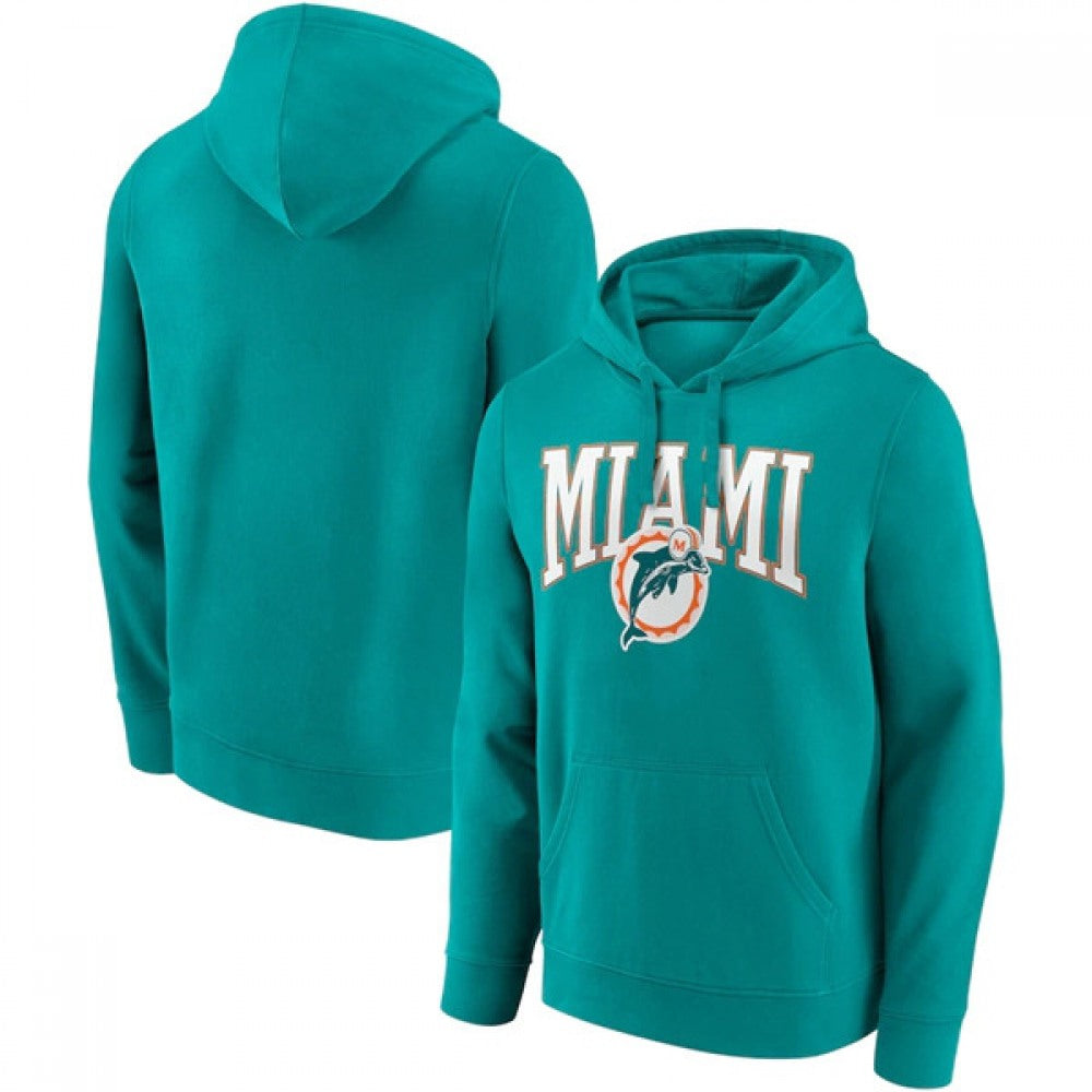 Men's Miami Dolphins Aqua Gridiron Classics Campus Standard Pullover Hoodie 