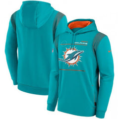 Men's Miami Dolphins 2021 Aqua Sideline Logo Performance Pullover Hoodie 