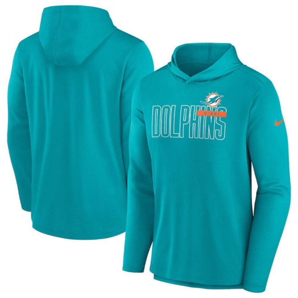 Men's Miami Dolphins Aqua Lightweight Performance Hoodie 