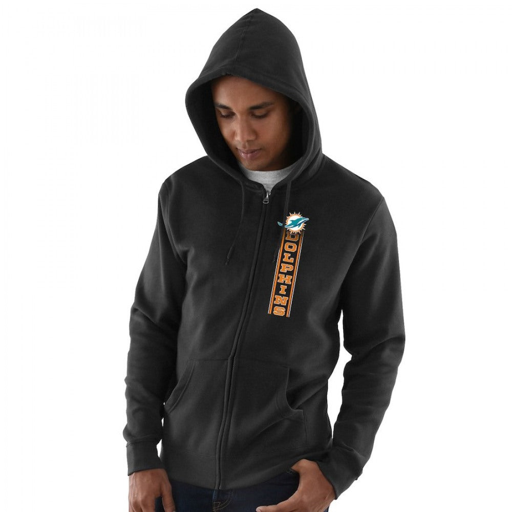 Men's Miami Dolphins Black Hook and Ladder Full-Zip NFL Hoodie 