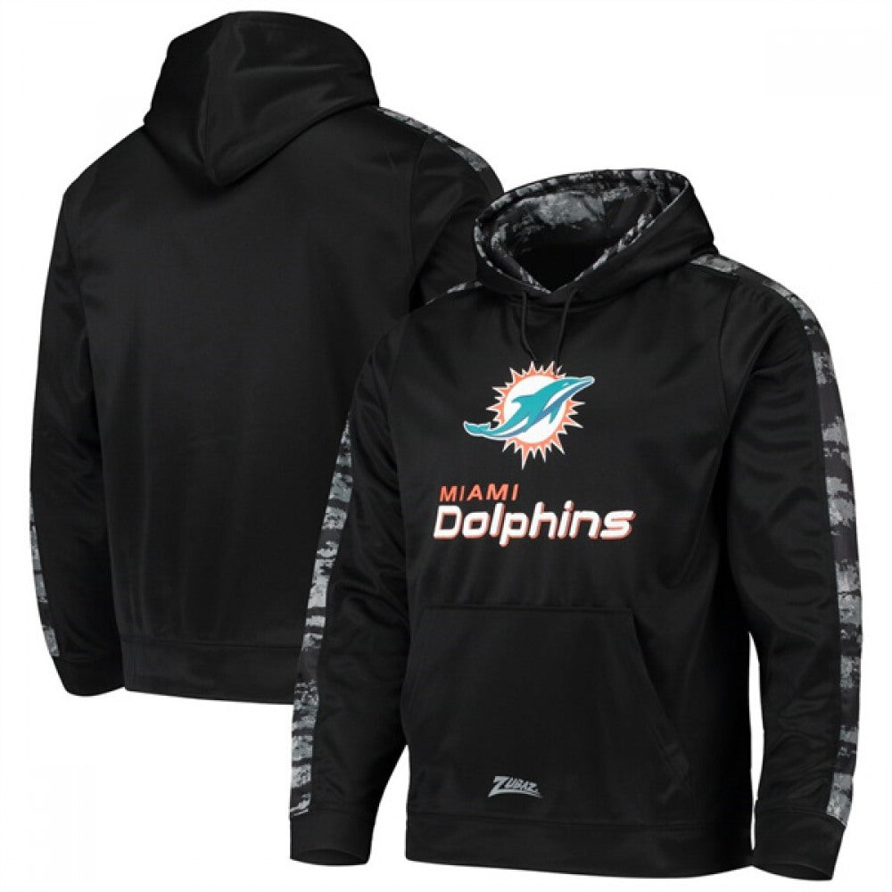 Men's Miami Dolphins Zubaz Black Tonal Oxide Pullover Hoodie 