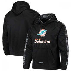 Men's Miami Dolphins Zubaz Black Tonal Oxide Pullover Hoodie 