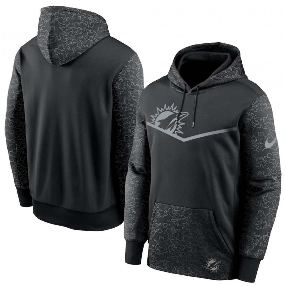 Men's Miami Dolphins Black Reflective Therma Hoodie 