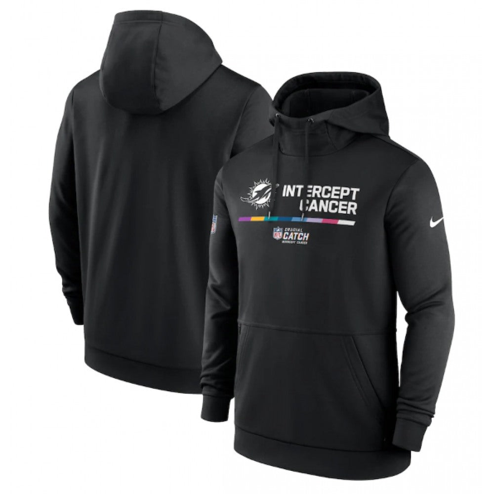 Men's Miami Dolphins 2022 Black Crucial Catch Therma Performance Pullover Hoodie 