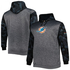 Men's Miami Dolphins Heather Charcoal Big & Tall Camo Pullover Hoodie 