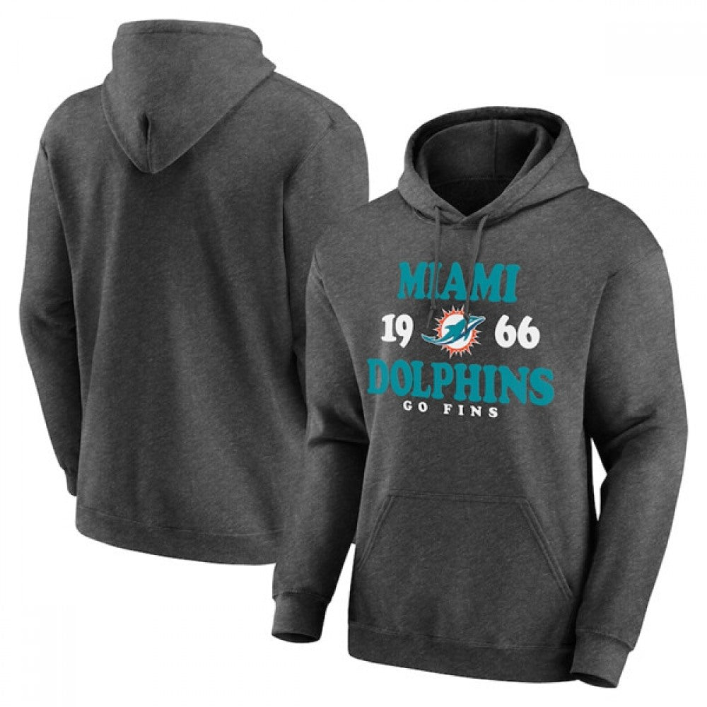 Men's Miami Dolphins Heathered Charcoal Fierce Competitor Pullover Hoodie 