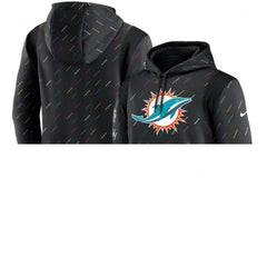 Men's Miami Dolphins 2021 Charcoal Crucial Catch Therma Pullover Hoodie 