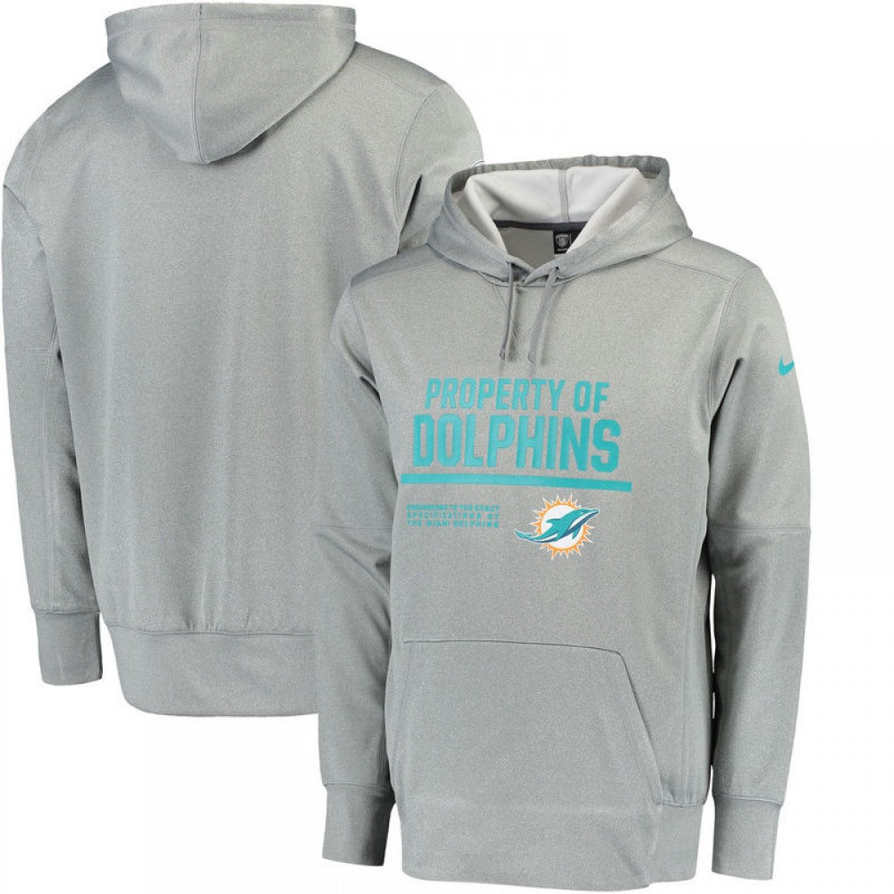 Men's Miami Dolphins Gray Circuit Property Of Performance Pullover Hoodie 