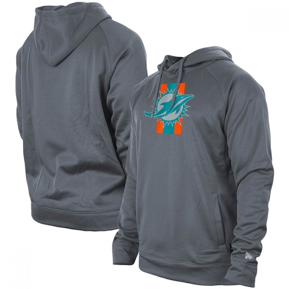 Men's Miami Dolphins Gray New Era Training Camp Raglan Pullover Hoodie 
