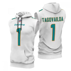 Men's Miami Dolphins #1 Tua Tagovailoa White Limited Edition Sleeveless Hoodie 