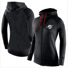 Women's Miami Dolphins Full-Zip Performance Hoodie Black 