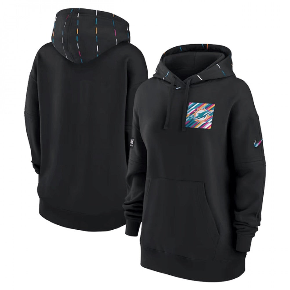 Women's Miami Dolphins Black 2023 Crucial Catch Club Pullover Hoodie(Run Small) 