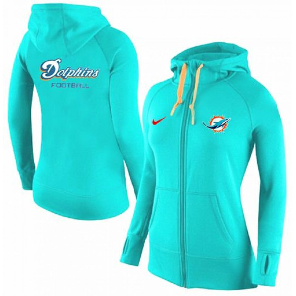 Women's Miami Dolphins Full-Zip Performance Hoodie Green 