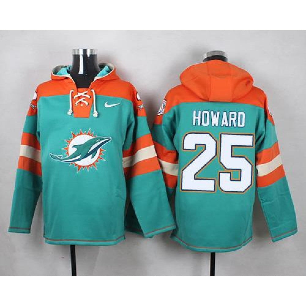 Dolphins #25 Xavien Howard Aqua Green Player Pullover NFL Hoodie 