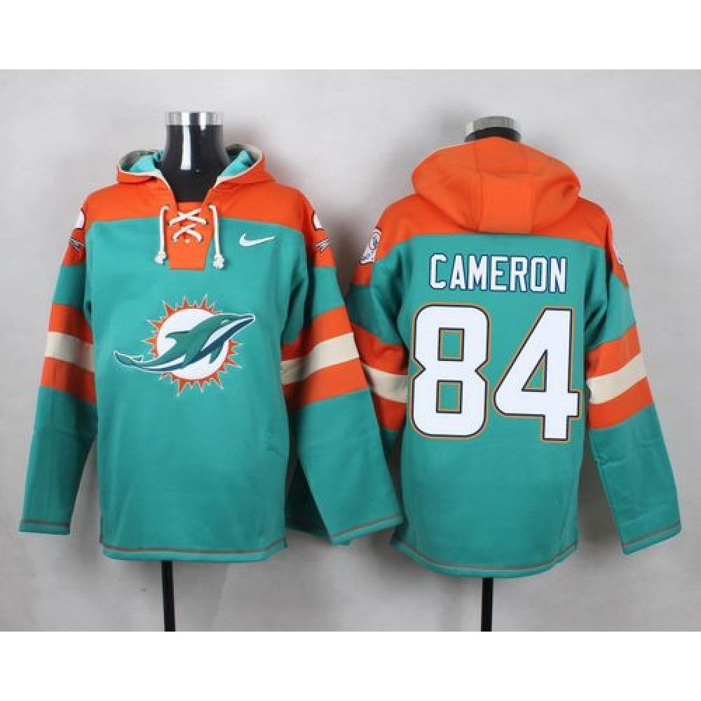 Dolphins #84 Jordan Cameron Aqua Green Player Pullover NFL Hoodie 