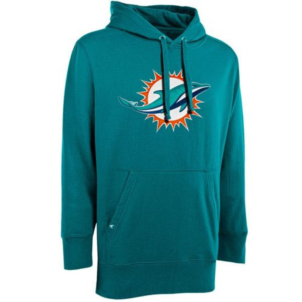 Antigua Miami Dolphins Signature Pullover Hoodie Aqua 