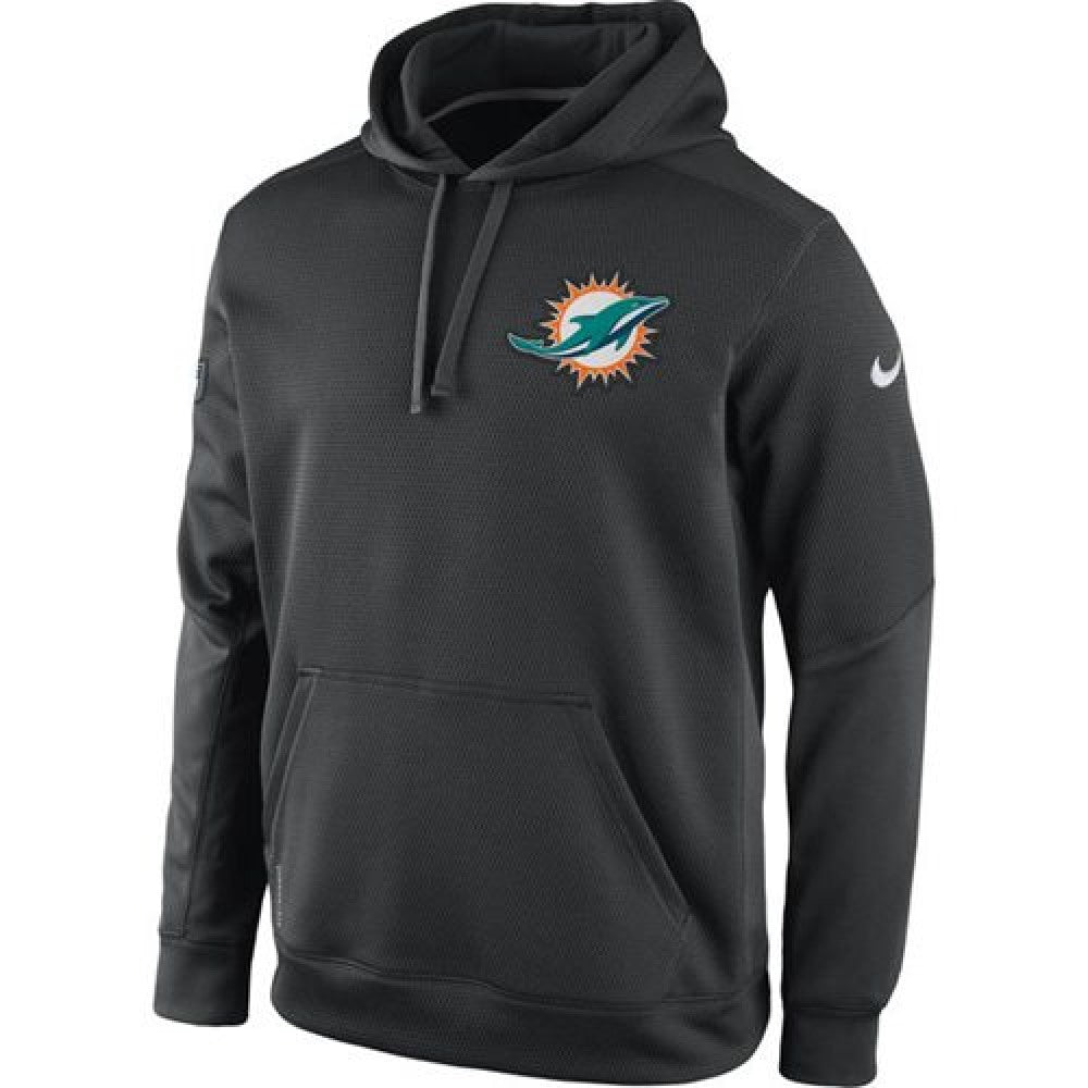 Miami Dolphins KO Chain Fleece Pullover Performance Hoodie Charcoal 