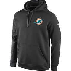 Miami Dolphins KO Chain Fleece Pullover Performance Hoodie Charcoal 