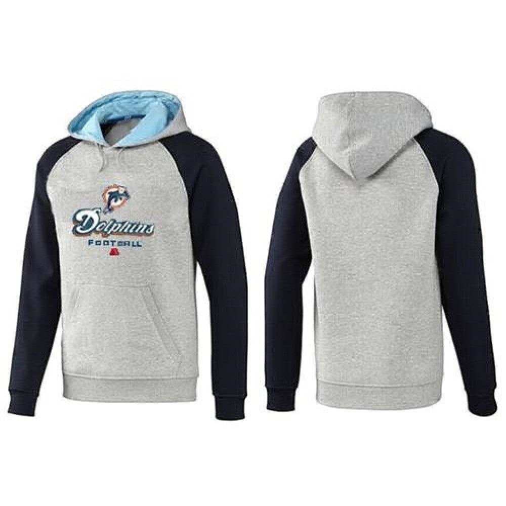 Miami Dolphins Critical Victory Pullover Hoodie Grey & Dark Blue 