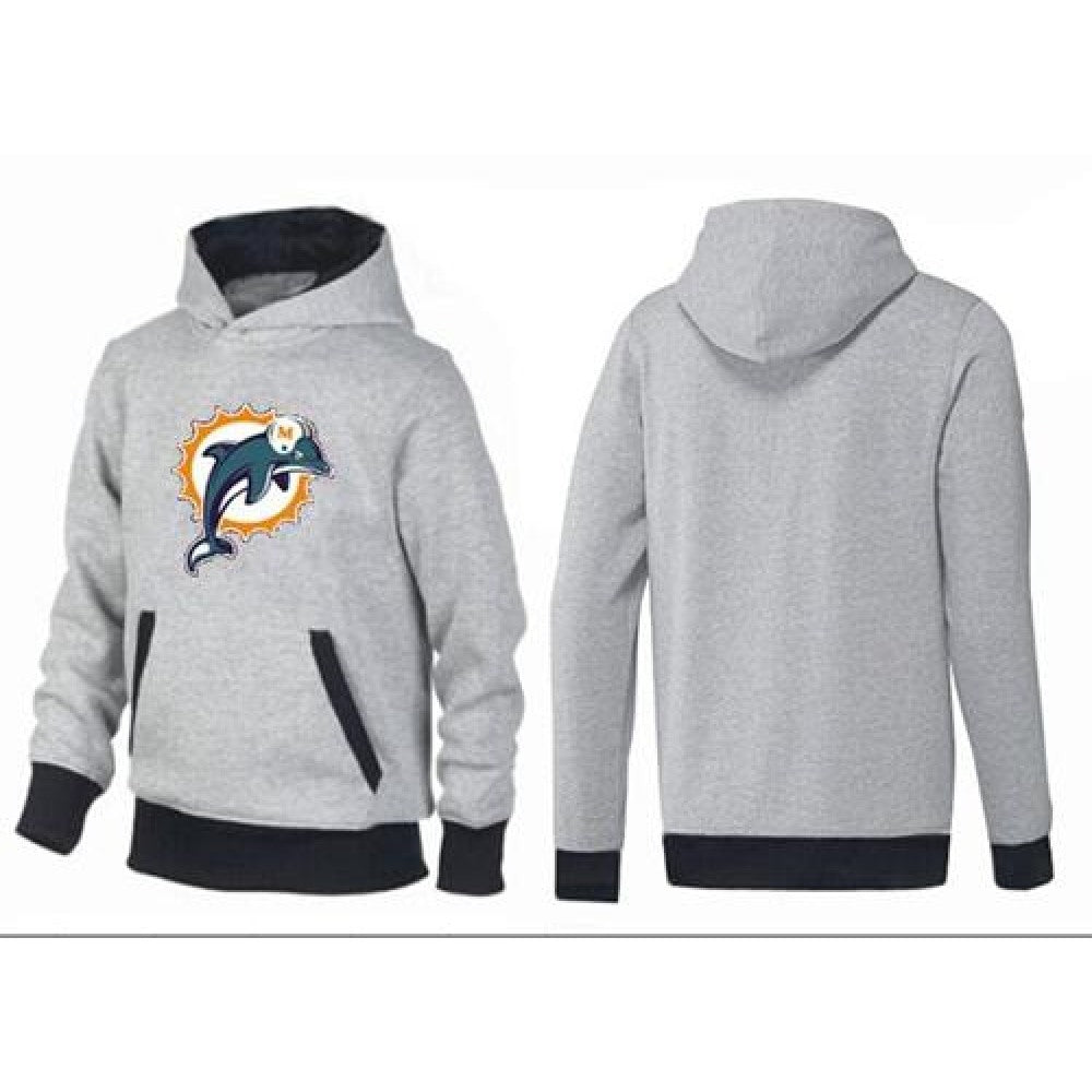 Miami Dolphins Logo Pullover Hoodie Grey & Black 