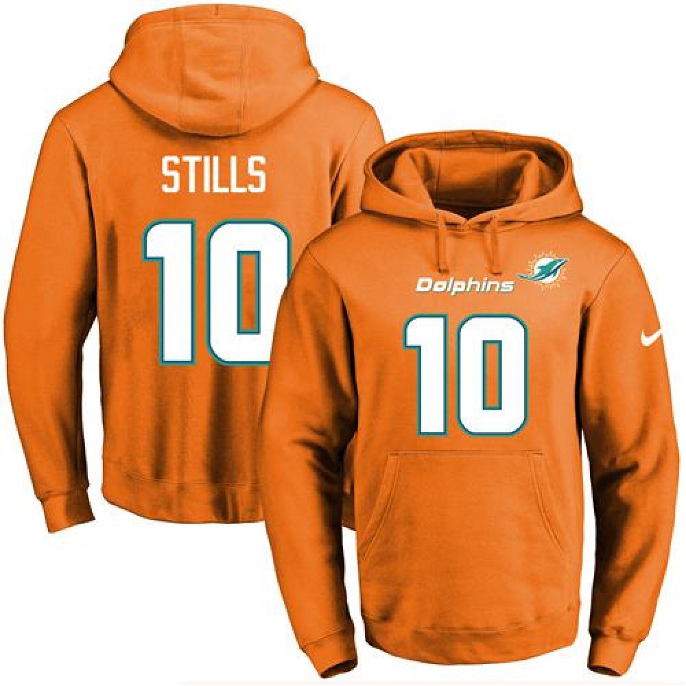 Dolphins #10 Kenny Stills Orange Name & Number Pullover NFL Hoodie 