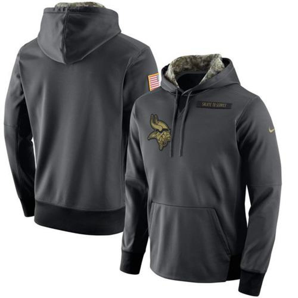 Men's Minnesota Vikings Anthracite Salute to Service Player Performance Hoodie 