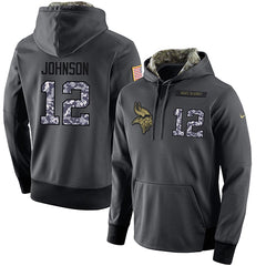 NFL Men's Minnesota Vikings #12 Charles Johnson Stitched Black Anthracite Salute to Service Player Performance Hoodie 