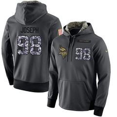 NFL Men's Minnesota Vikings #98 Linval Joseph Stitched Black Anthracite Salute to Service Player Performance Hoodie 