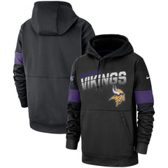 Men's Minnesota Vikings 2019 Black 100th Season Sideline Team Logo Performance Pullover Hoodie 