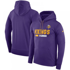 Men's Minnesota Vikings Purple Sideline Team Name Performance Pullover Hoodie 