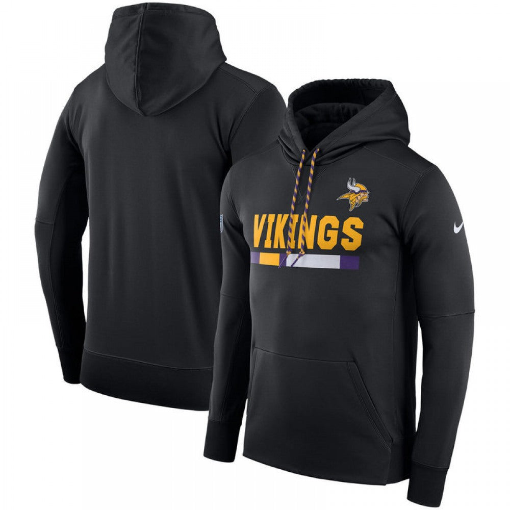 Men's Minnesota Vikings Black Sideline Team Name Performance Pullover Hoodie 