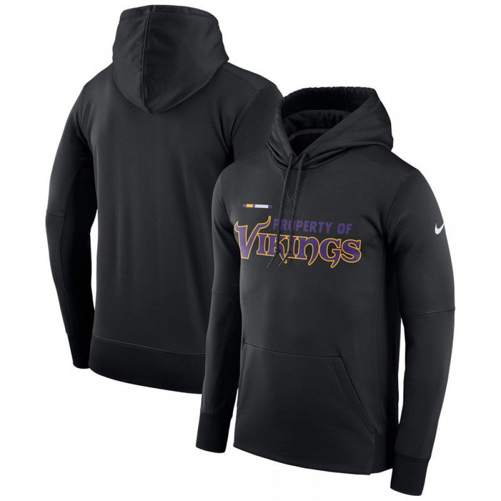 Men's Minnesota Vikings Black Sideline Property Of Performance Pullover Hoodie 