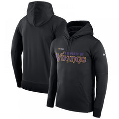 Men's Minnesota Vikings Black Sideline Property Of Performance Pullover Hoodie 
