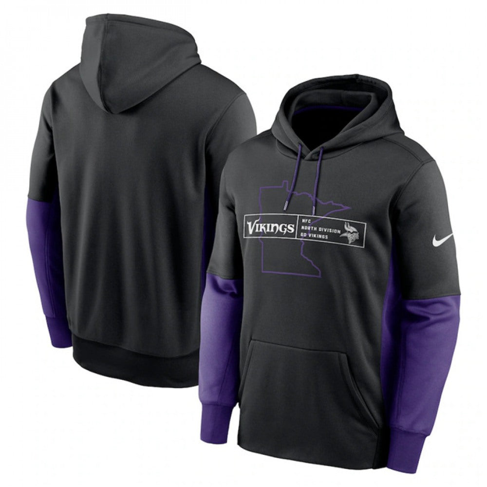 Men's Minnesota Vikings Black Color Block Fleece Performance Pullover Hoodie 