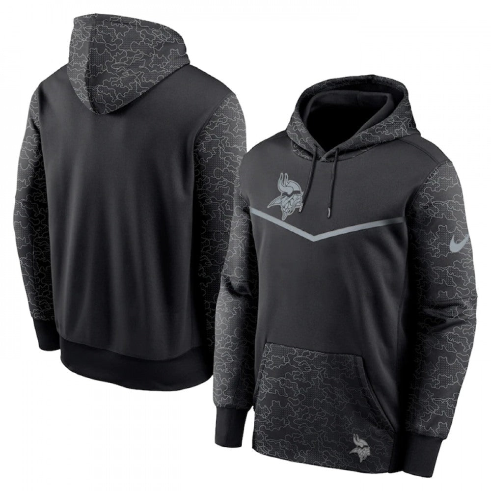 Men's Minnesota Vikings Black Reflective Therma Hoodie 