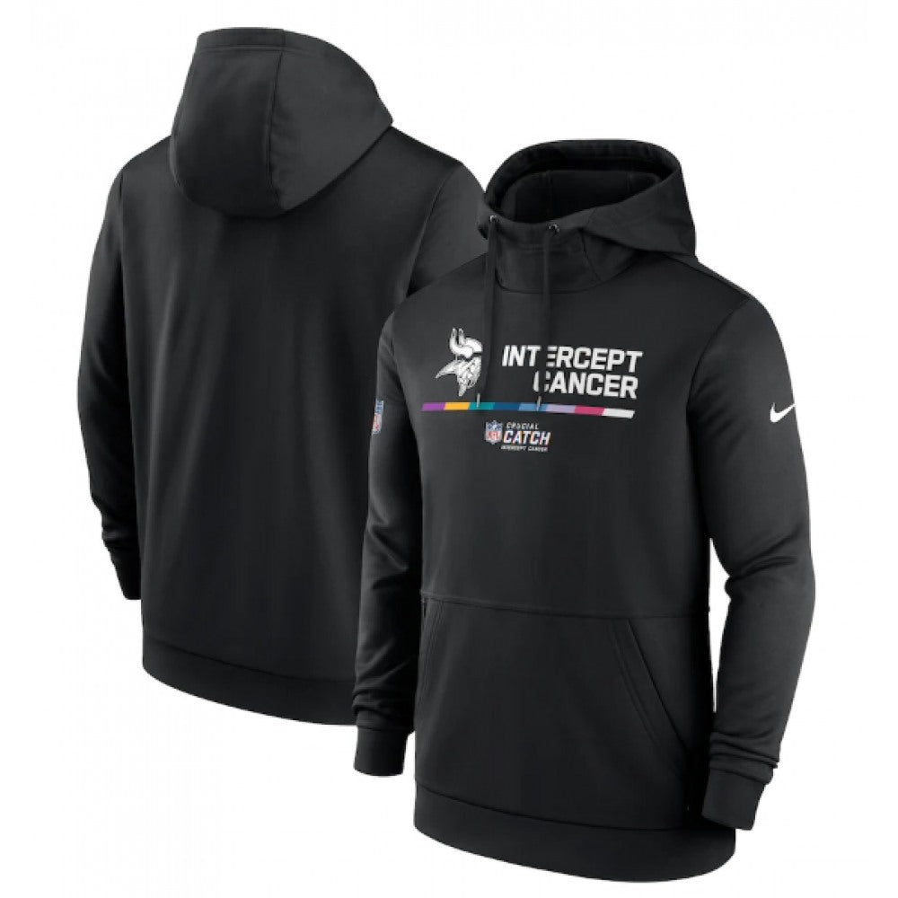 Men's Minnesota Vikings 2022 Black Crucial Catch Therma Performance Pullover Hoodie 