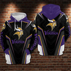 Men's Minnesota Vikings Black/Purple 3D All Over Print Pullover Hoodie 