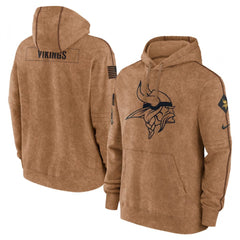 Men's Minnesota Vikings 2023 Brown Salute to Service Pullover Hoodie 