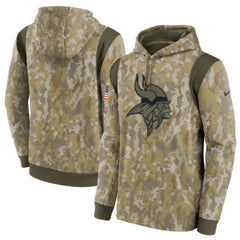 Men's Minnesota Vikings Camo 2021 Salute To Service Therma Performance Pullover Hoodie 